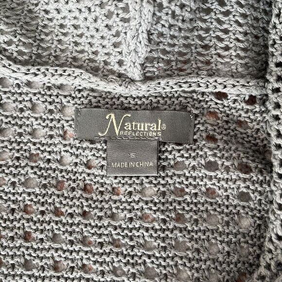 Narural Reflections Short‎ Sleeve Hooded Knit Gray Sweater Size Small - Picture 5 of 7
